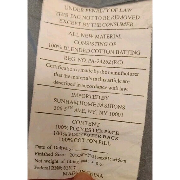 VTG Teal & Cream Contrast Stitching QUILTED SATIN King Sized Pillow SHAMS VGC - Picture 8 of 9